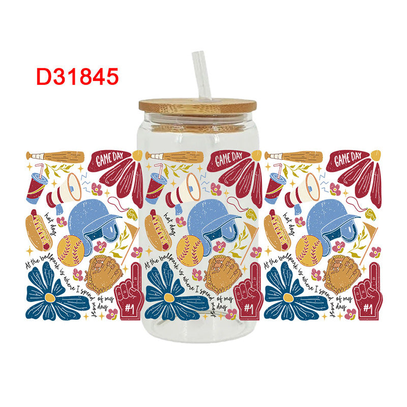 Wholesale  Ball sports bow 16oz Cup UV DTF Wraps