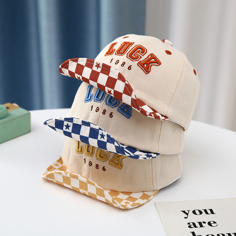 Wholesale Soft Brim Infant and Toddler Embroidered Plaid Letters Visor Baseball Cap
