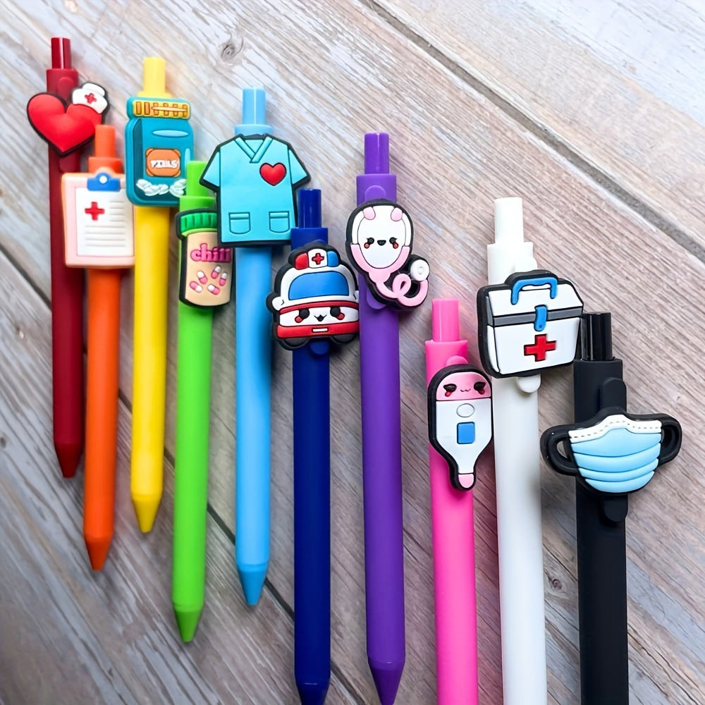 Whoelsale Pens Cartoon PVC Creative Simple Solid Color Doctor Nurse Pen Candy Color Medical Style Pen Set