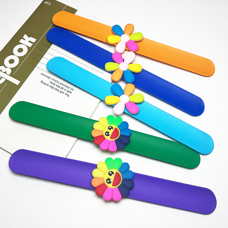 Wholesale Rainbow Sunflower Snapping Circle Children's Cute Pat Circle Bracelet Wristband