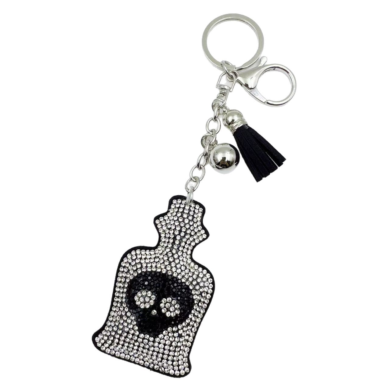 Wholesale Rhinestone Skull Keychain  Ghost Design Bag Charm Stylish Gift For Keys