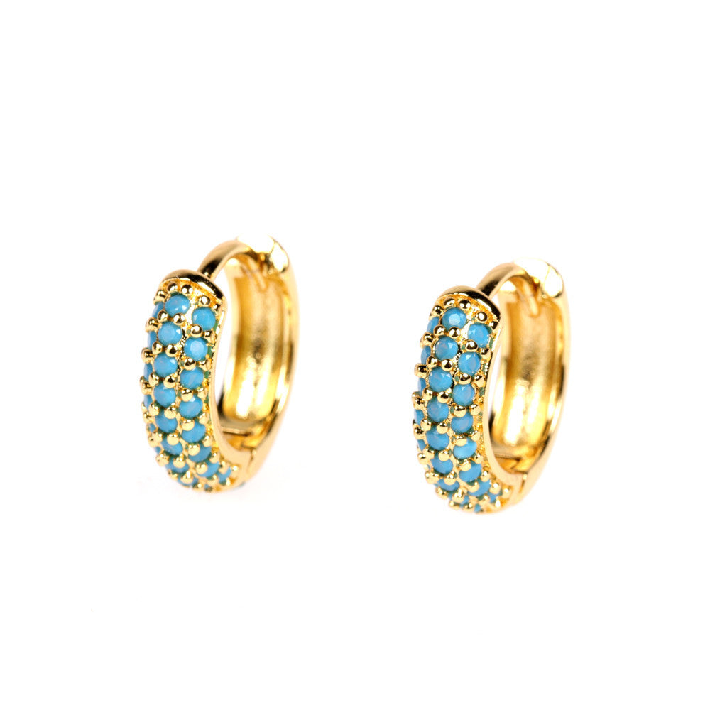 Wholesale Hip Hop Hoop Zircon Earrings