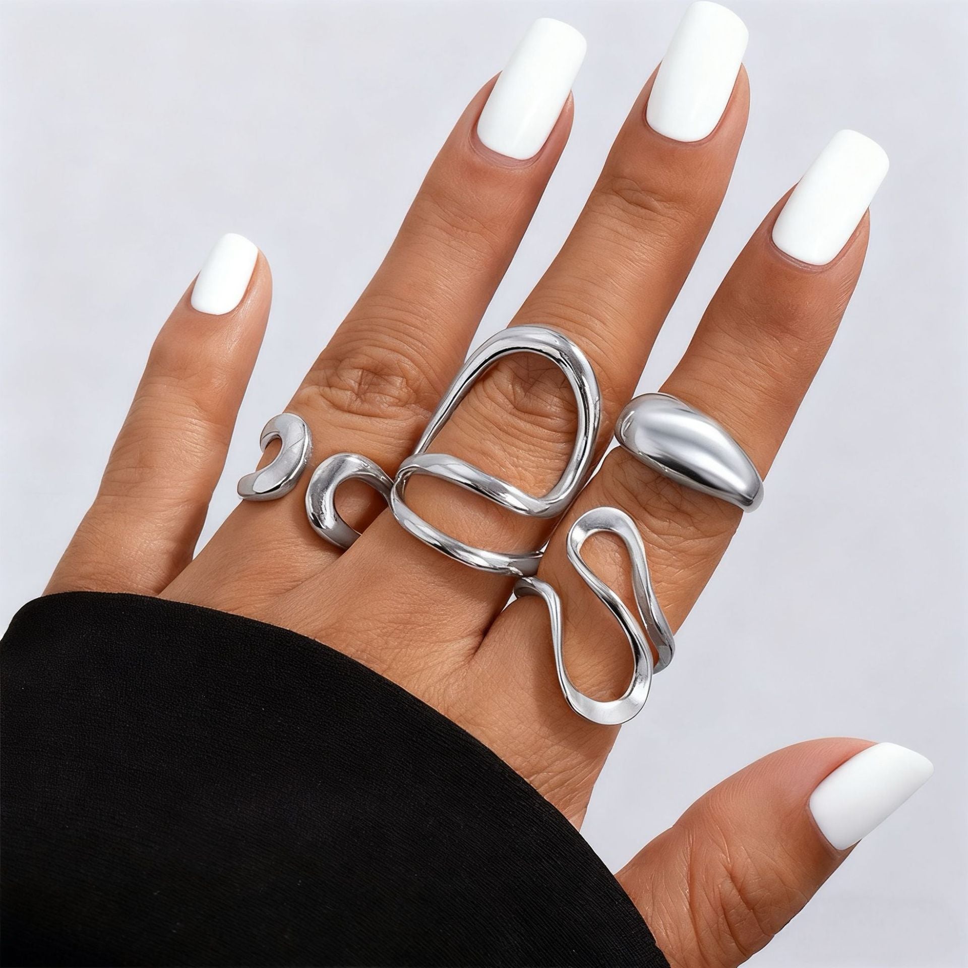 Wholesale Geometric Retro Irregular Diamond Set Ring Set