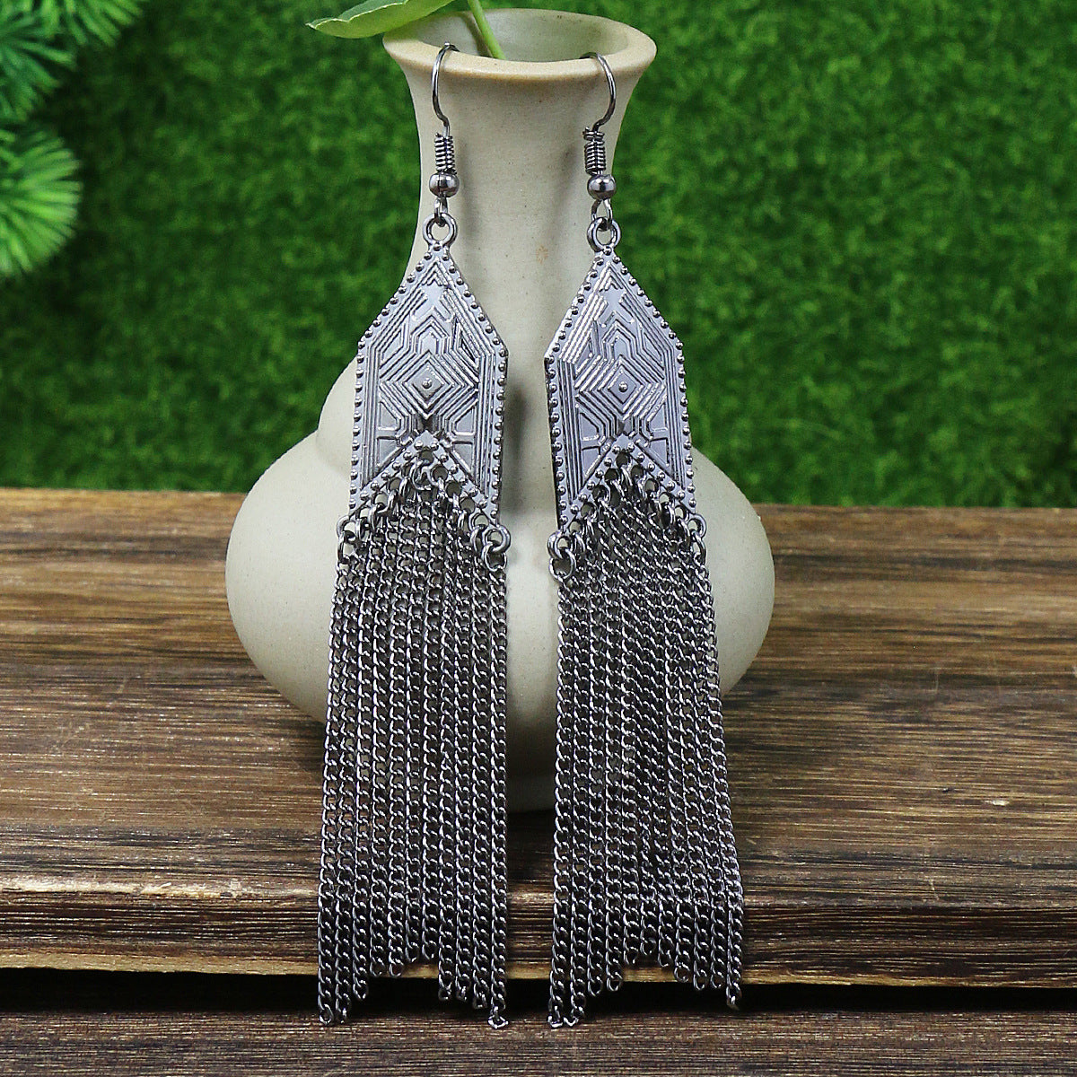 Wholesale Long Arrow Chain Tassel Geometric Earrings