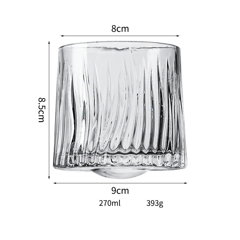 Wholesale Haisman thickened color glass creative rotating whiskey glass hand painted rotating cup with wooden tray decompression Cup