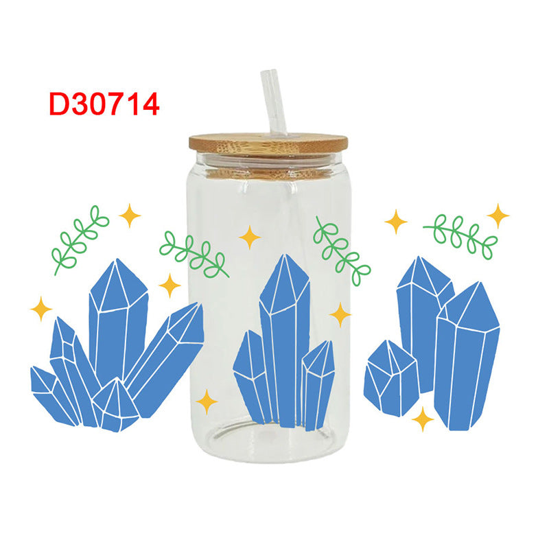 Wholesale Crystal Diamond Gemstone Series 16oz Cup UV DTF Wraps