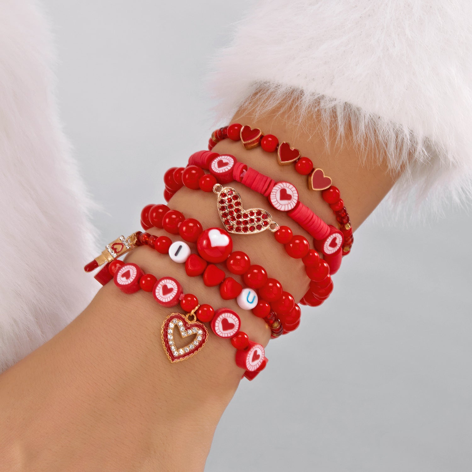 Wholesale  Valentine' s Day Heart Multi Bracelet Set