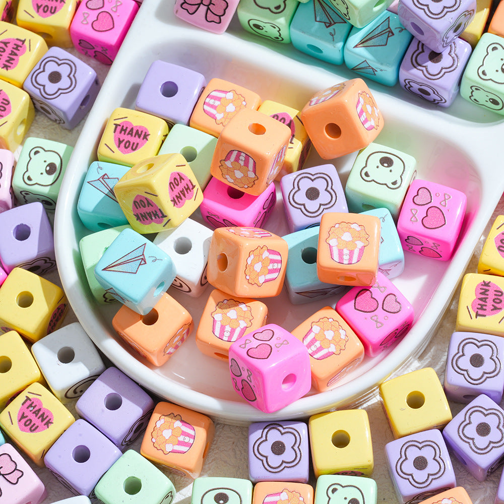 Wholesale 10pcs Cartoon Character Square Perforated Beads