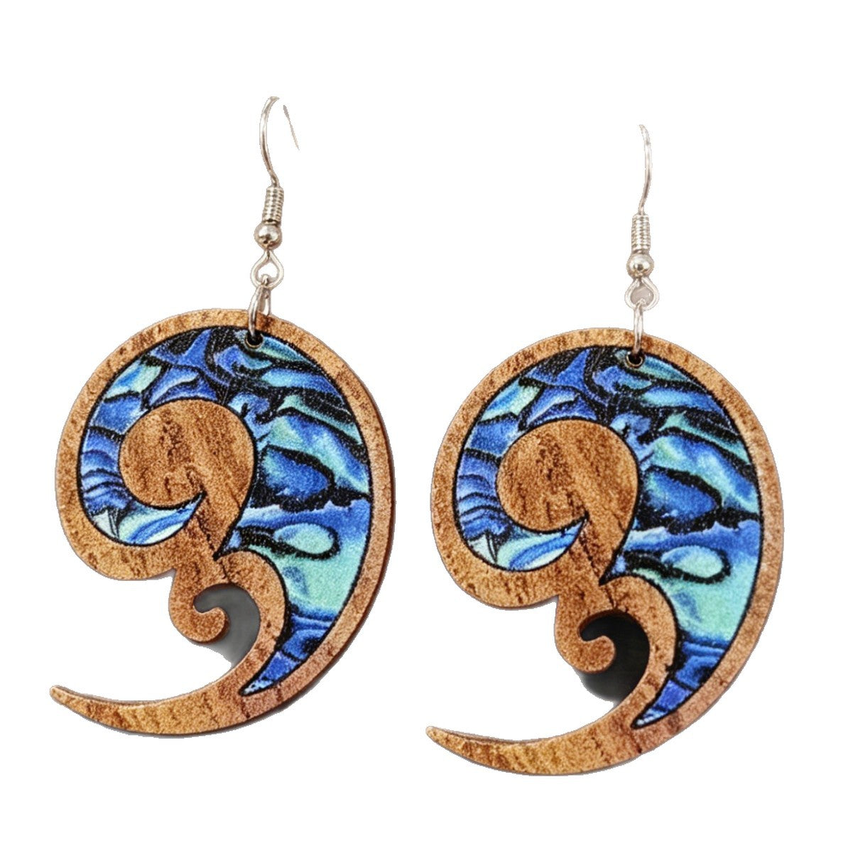 Wholesale Western Ethnic Style Distressed Wooden Pendant Earrings Geometric Hollow Out Pattern Fashion Accessory For Gift And Boutique Resale