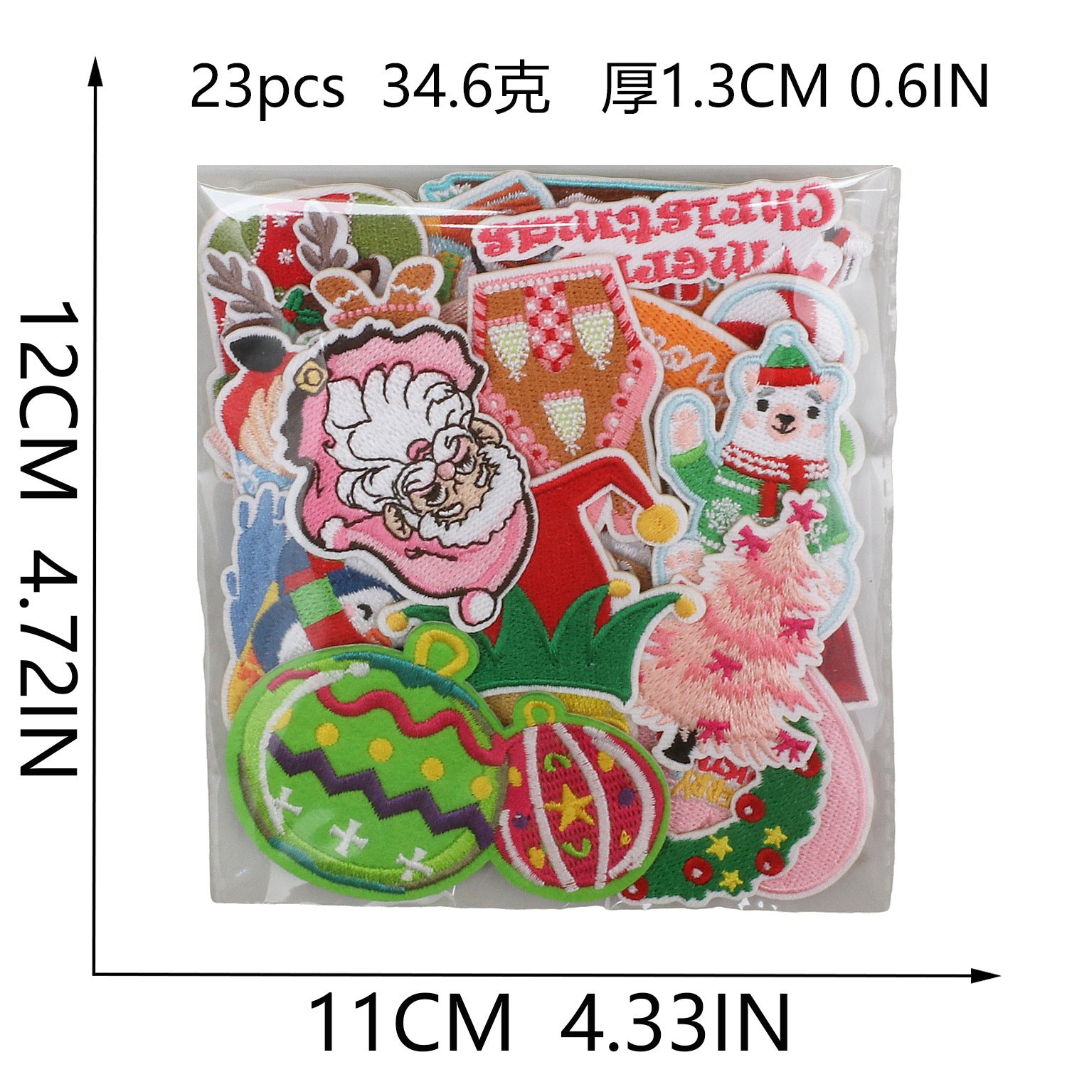 Wholesale Christmas Embroidered Patch Set Polyester Iron On Appliques Santa Snowman Polar Bear For Stylish Clothing DIY