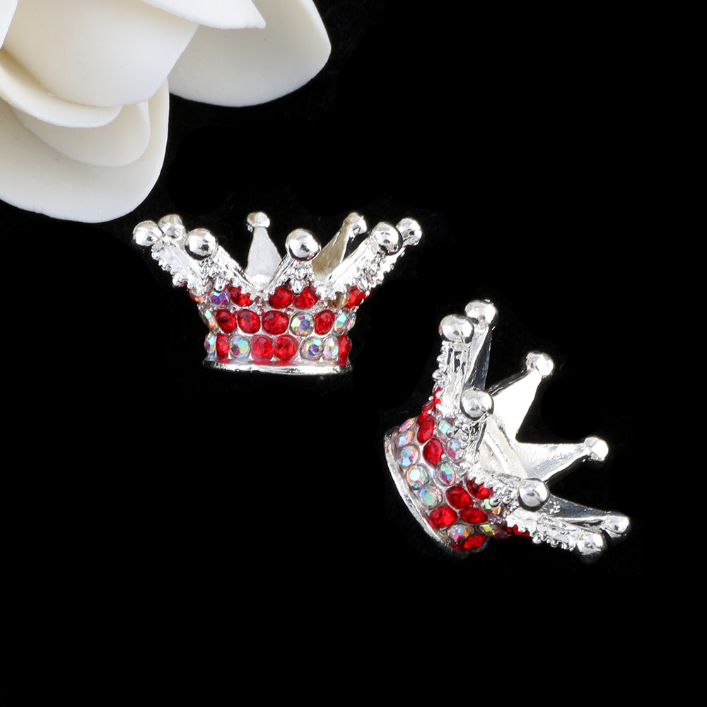 Wholesale 5pcs Colorful crown torus DIY spacer beads alloy full diamond