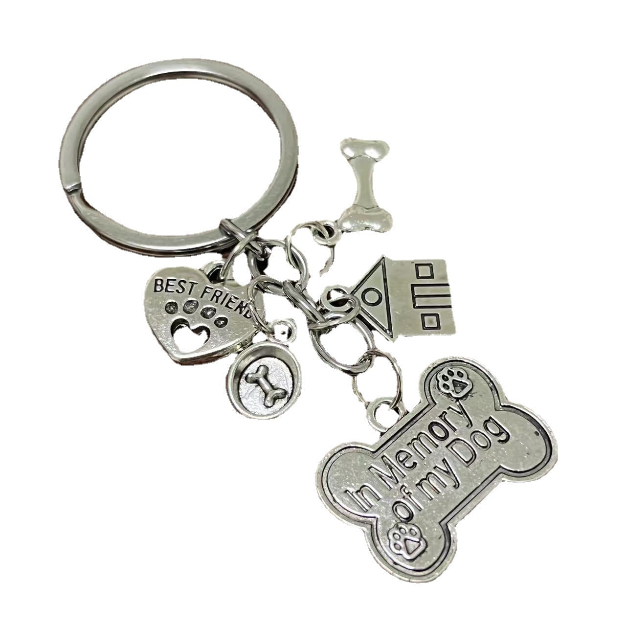 Wholesale Pet Dog Bone Dog Bowl Footprint Heart Kennel Pet Keychain