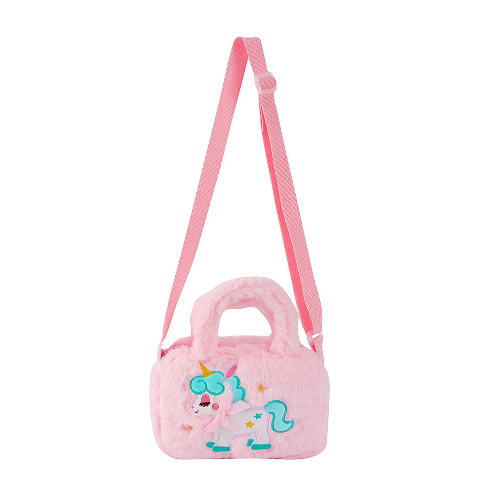 Wholesale Cartoon Unicorn Portable Plush Square Shoulder Bag