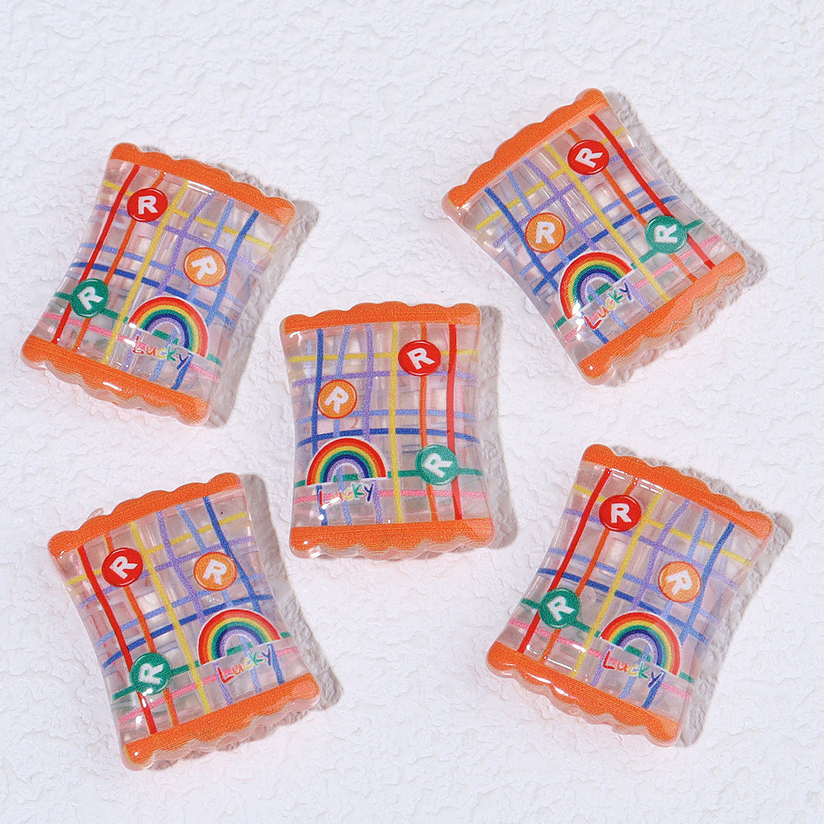 Wholesale 10pcs double-sided rainbow colored candy Acrylic Beads