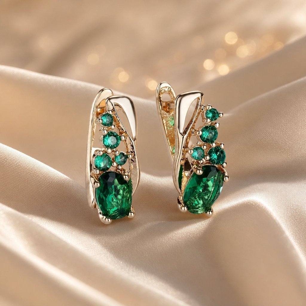 Wholesale Stylish Zircon Inlaid Two Tone Geometric Earrings Party Wear Fashion Accessory Boutique Resale