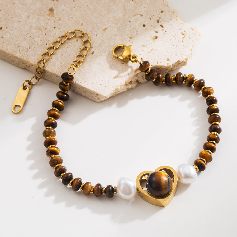 Wholesale Tiger Eye Titanium Steel Bracelet