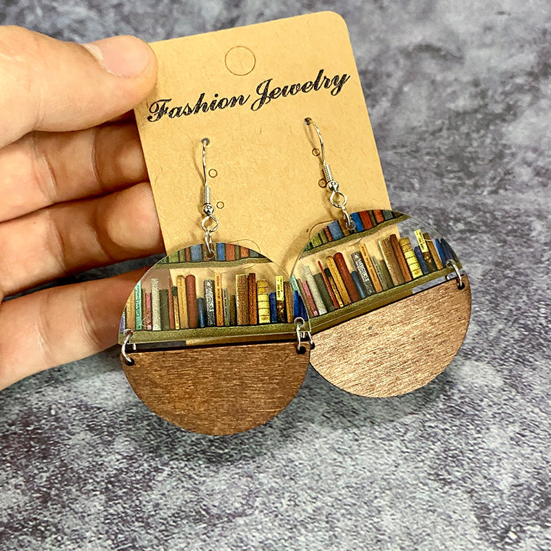 Wholesale Waterdrop Splicing Bookshelf Acrylic Teacher' s Day Earrings
