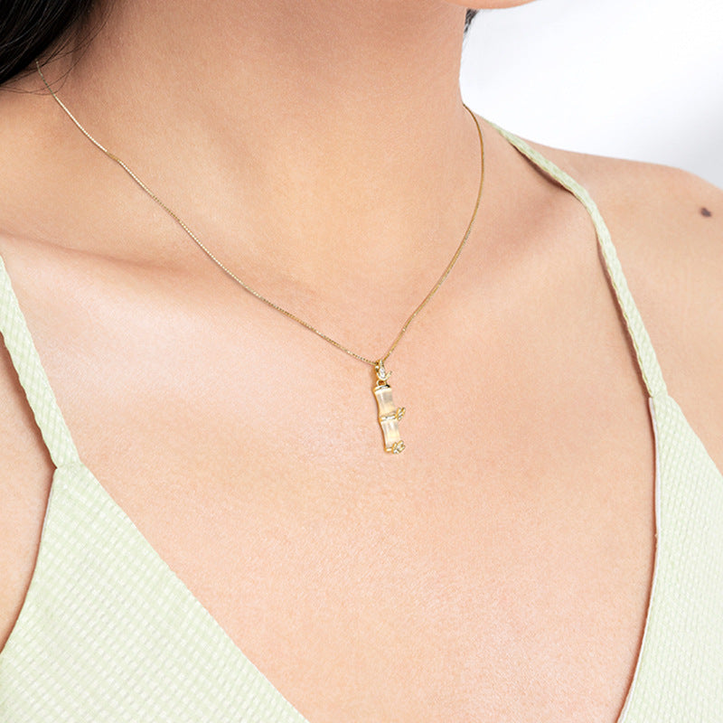 Collares de plata de ópalo de bambú al por mayor