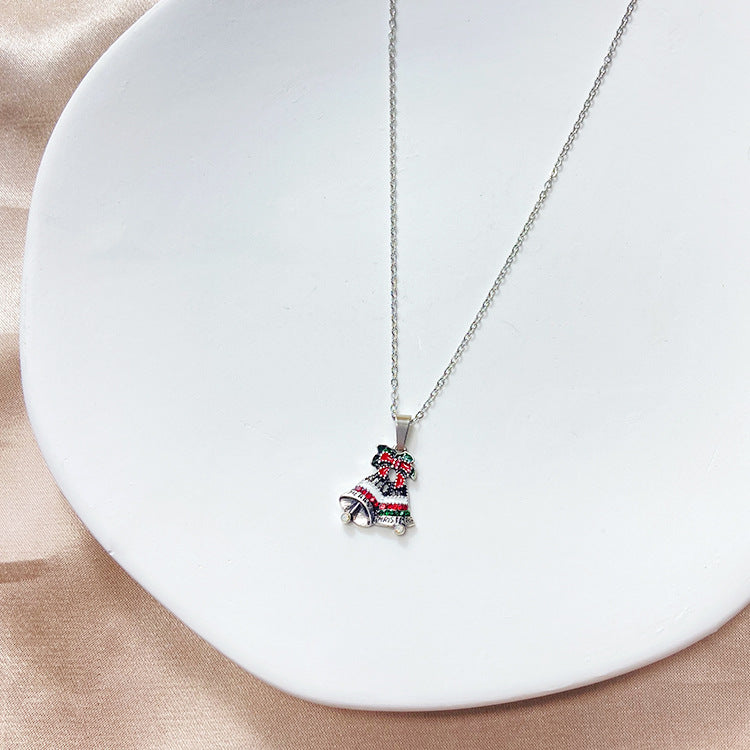 Wholesale Christmas Series Diamond Wreath Stainless Steel Necklaces