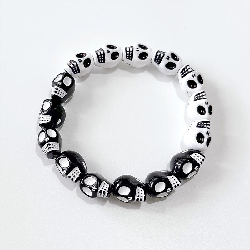 Wholesale Red Beaded Skeleton Head Acrylic Bracelet