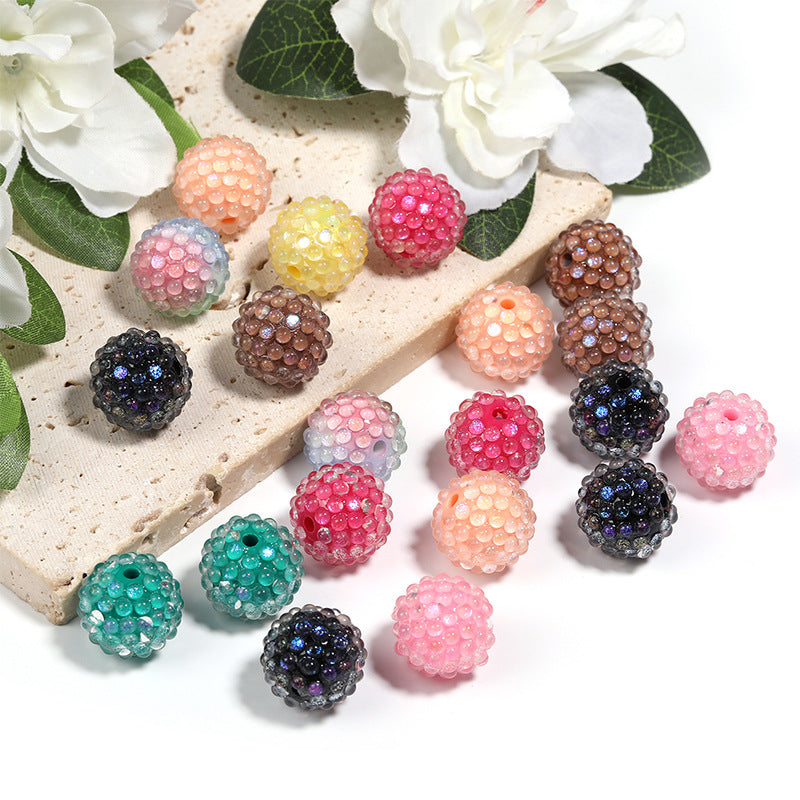 Wholesale 20pcs Aurora Mermaid Acrylic Diamond Ball Beads