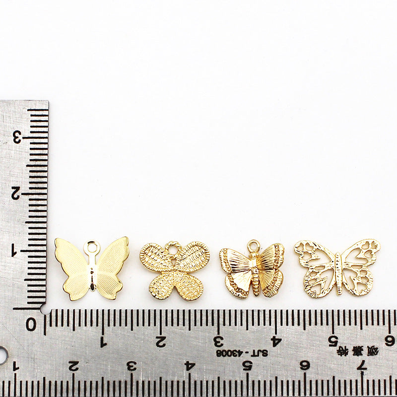 Wholesale DIY Copper Plated 18K True Gold Hollow Three-dimensional Butterfly Pendant Pendant Bracelet Anklet Earrings