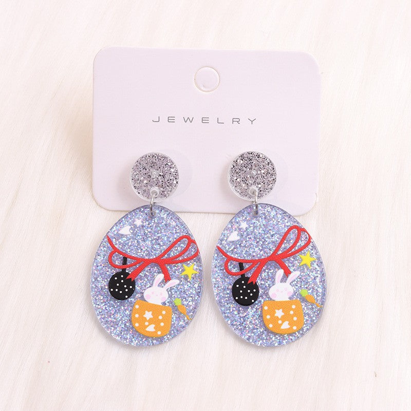 Wholesale Easter cartoon Easter egg rabbit acrylic earrings