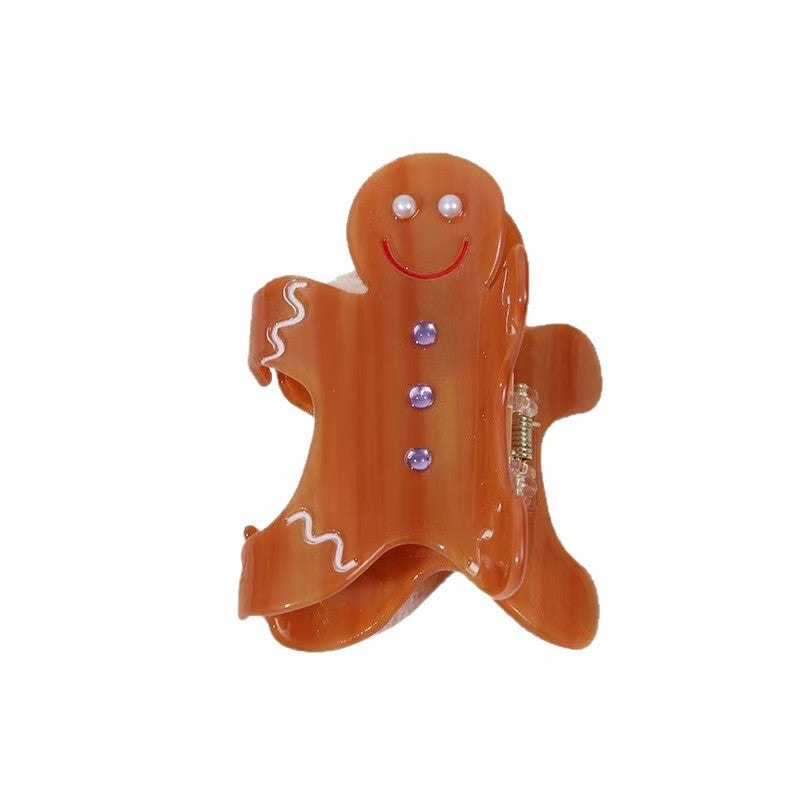 Wholesale Christmas Gingerbread Candy Cane Hair Claw Clip Trendy Fashion Hair Accessory Gift