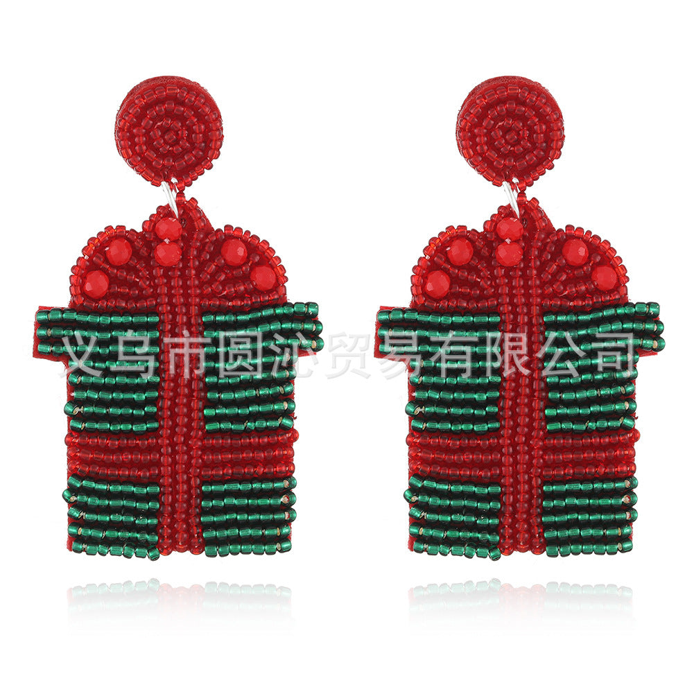 Wholesale Christmas Fabric Beads Hand Stitched Earrings