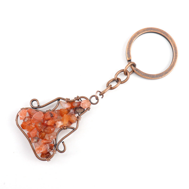 Wholesale Hand-wound Natural Crushed Stone Crystal Amethyst Keychain