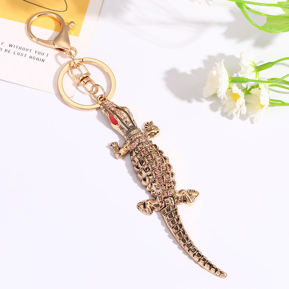 Wholesale Crocodile Cartoon Diamond Set Metal Keychain