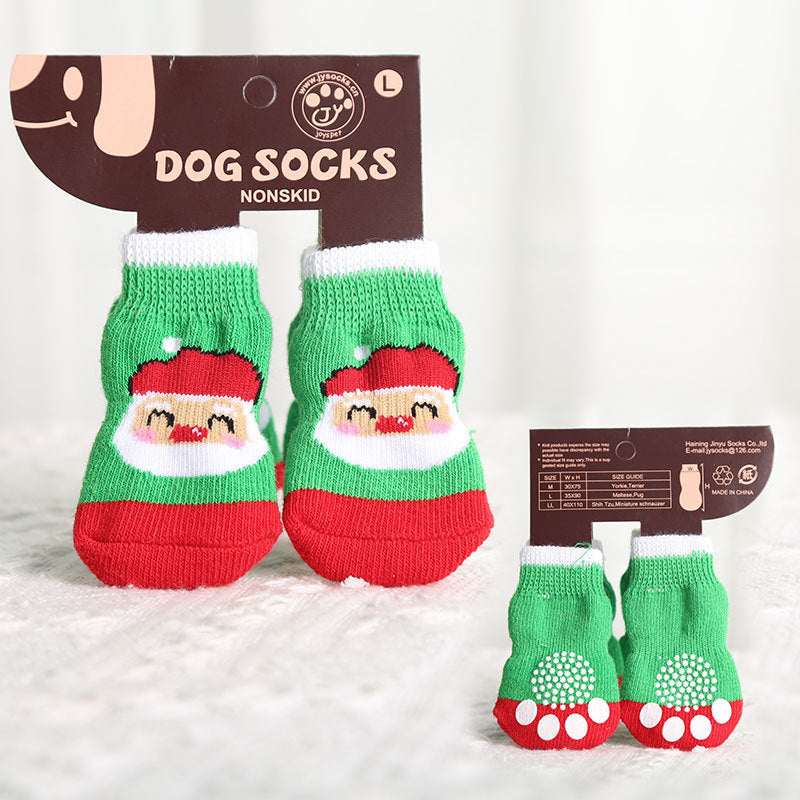 Wholesale Santa Claus Socks Pets Small and Medium Dogs Autumn and Winter Warm Elastic Shoes