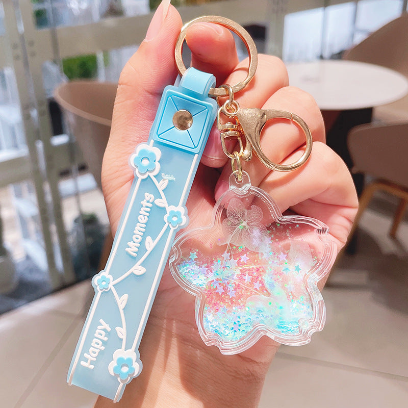 Wholesale Five-pointed Star Oil Quicksand Bottle Acrylic Keychain