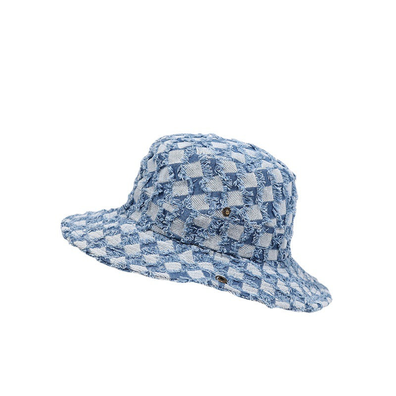 Wholesale Checkerboard Denim Bucket Hat