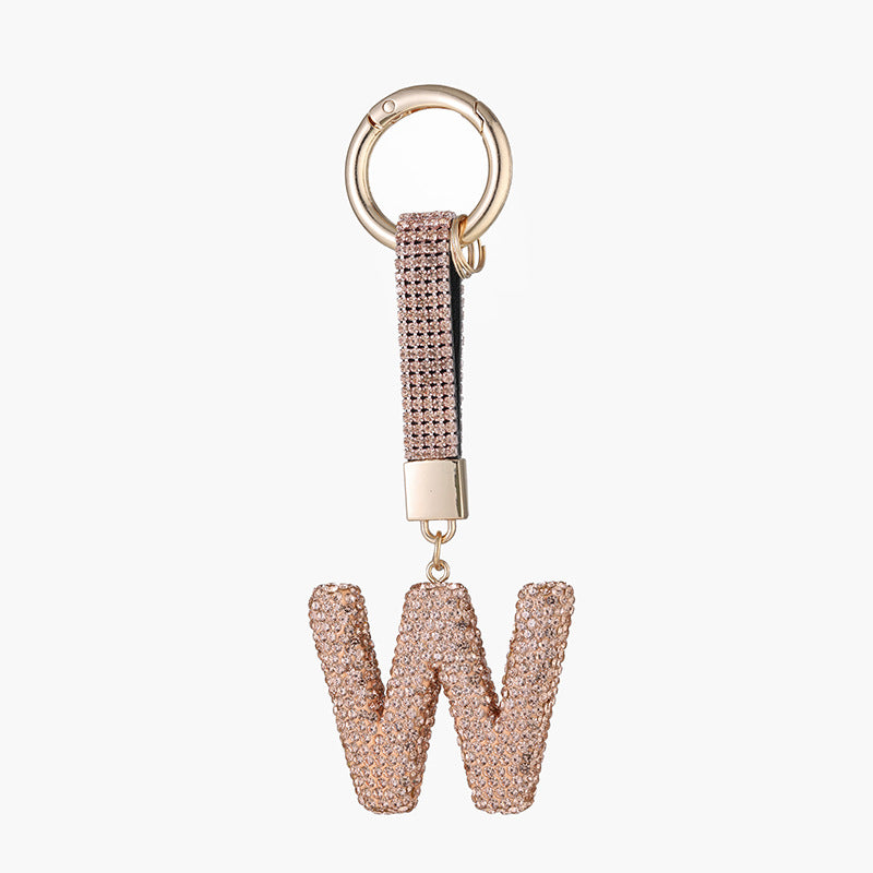 Wholesale Pottery Clay Water Diamond Alloy Dot Diamond Letter Keychain