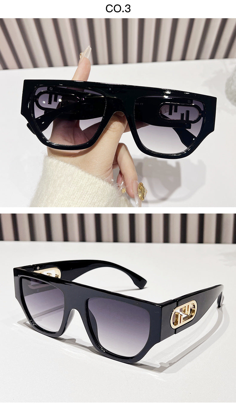 Wholesale Square Flat Top Fashion Large Frame Sunglasses