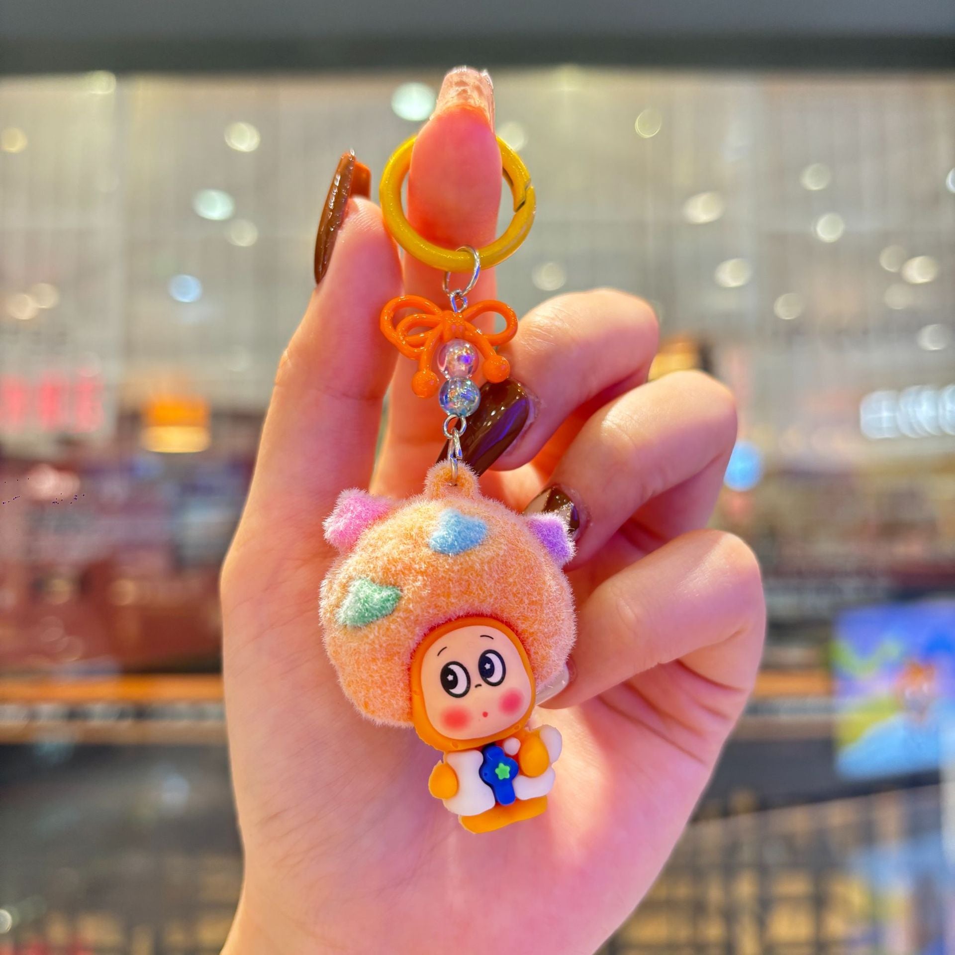 Wholesale Plush Explosion Head Cute Cartoon Pvc Soft Glue Keychain