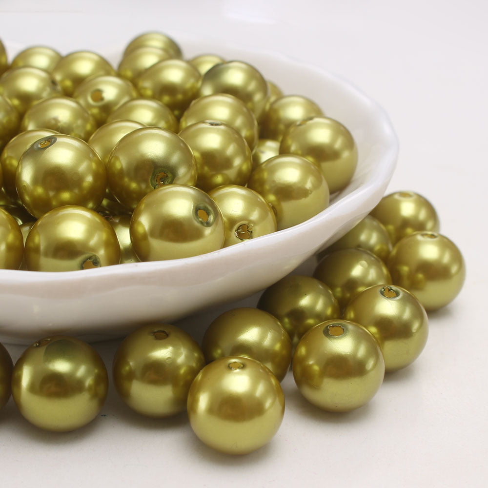 Wholesale 6-30MM Olive Yellow ABS Imitation Pearl Loose Beads