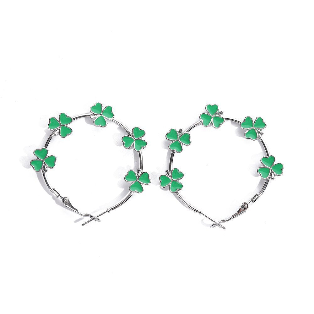 Wholesale Exaggerated three-leaf clover earrings