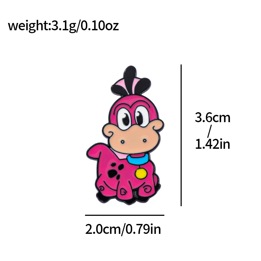 Wholesale 2pcs Alloy Cartoon Dinosaur Brooch Pin Electroplated Drop Oil Finish Trendy Decorative Accent For Bags Hats And Everyday Fashion
