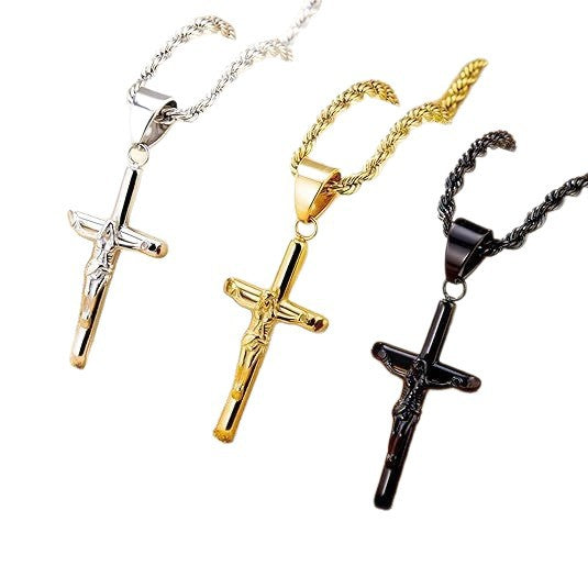 Wholesale Religious Cross Pendant Twist Copper Necklace