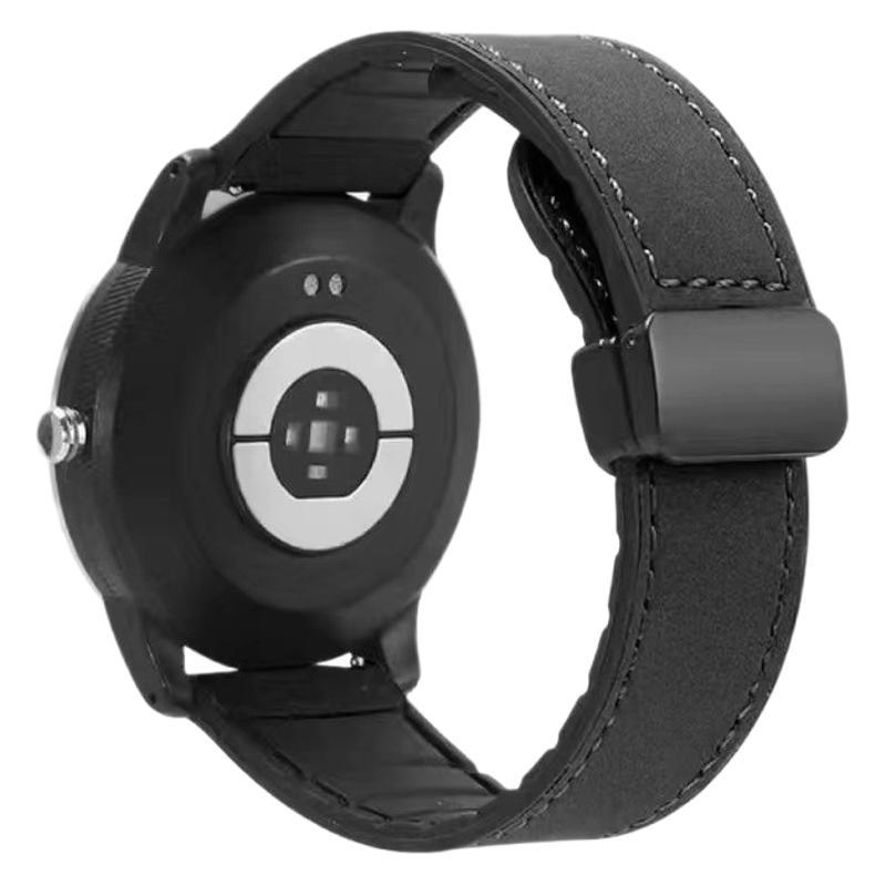 Wholesale Suitable for Major Brands of Crazy Horse Pattern Silicone Leather Strap Magnetic Buckle Pin Buckle Watch Strap