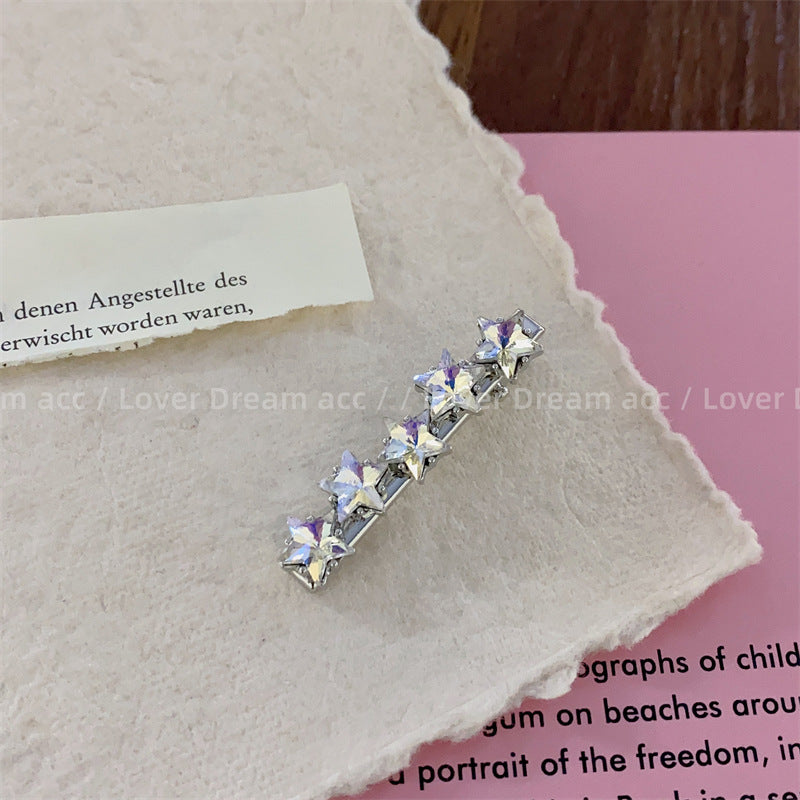 Wholesale Pink Rhinestone Pentagram Mixed Material Hair Clips