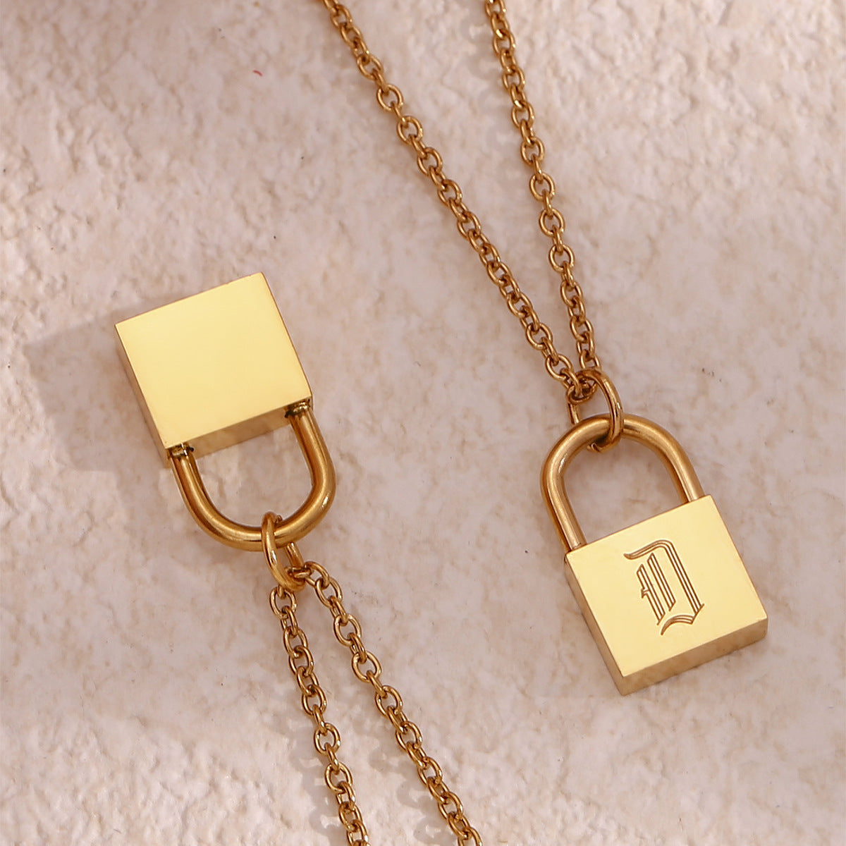 Wholesale hip-hop multi-layer stainless steel letter concentric lock necklace