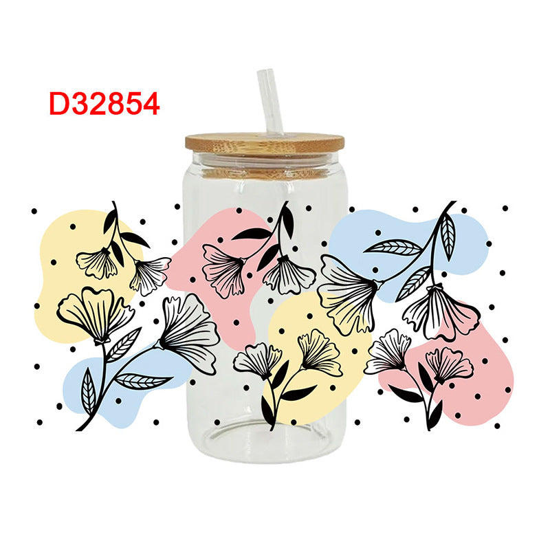 Wholesale Colorful Flowers Teacher's Day 16oz Cup UV DTF Wraps