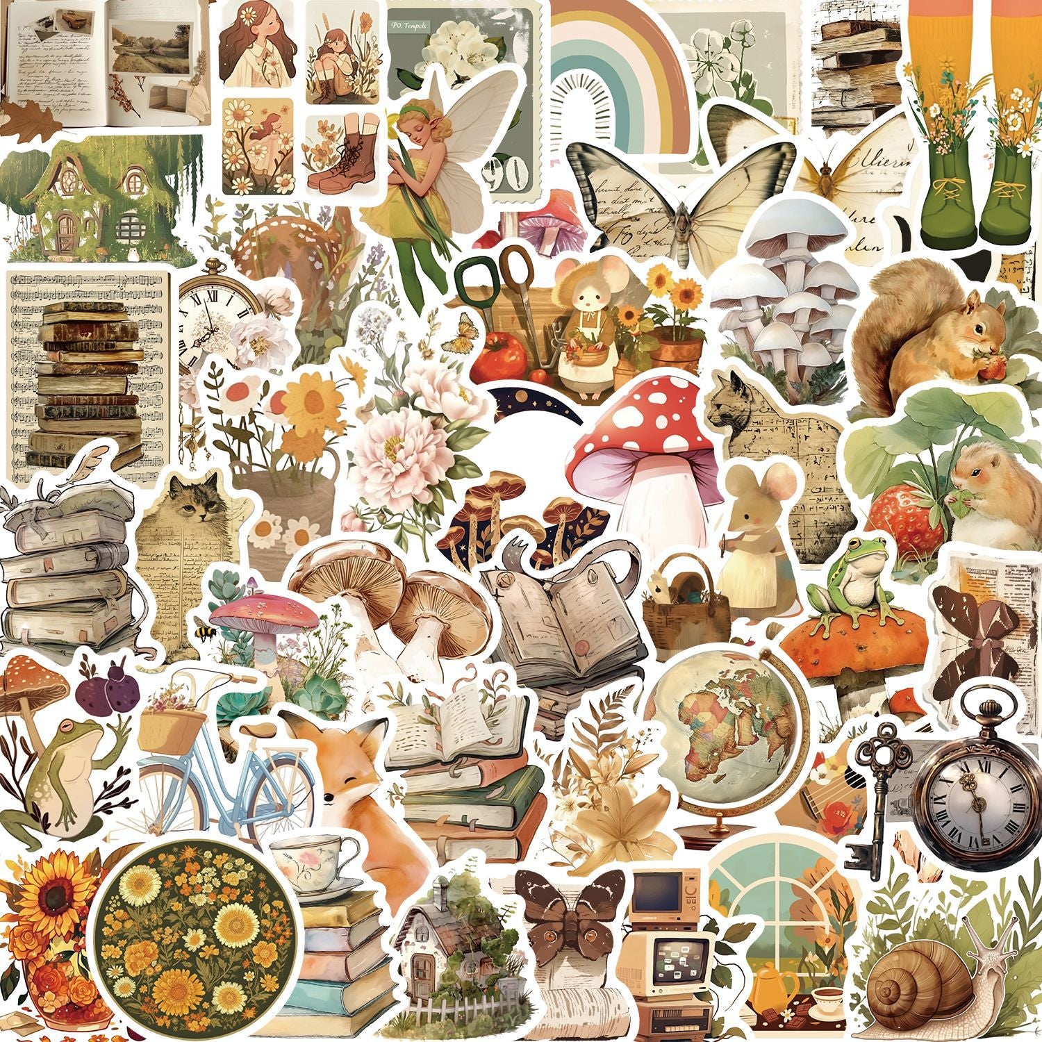 Wholesale 50pcs vintage multiple artistic patterns Waterproof Vinyl Stickers