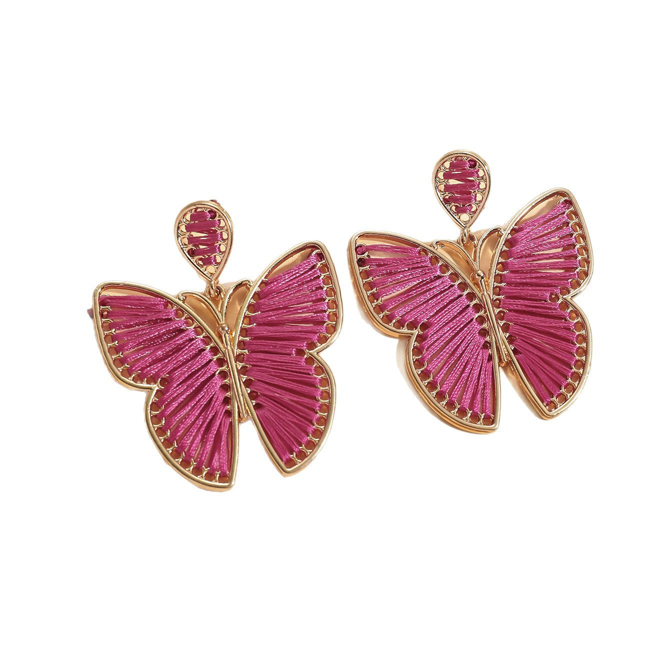 Wholesale Bohemian style hand-woven butterfly earrings