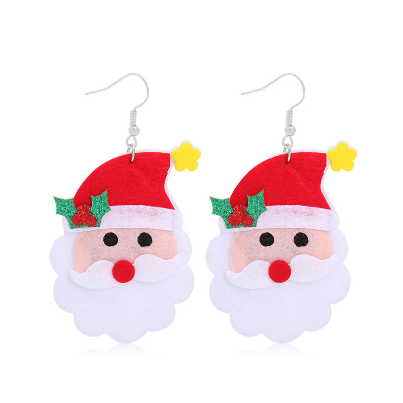 Wholesale Christmas Fabric Shining Christmas Tree Sunflower Earrings