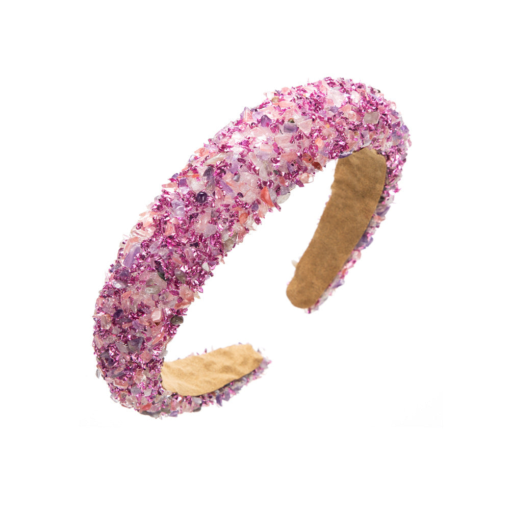 Wholesale exaggerated colorful crystal candy sponge wide brim headband