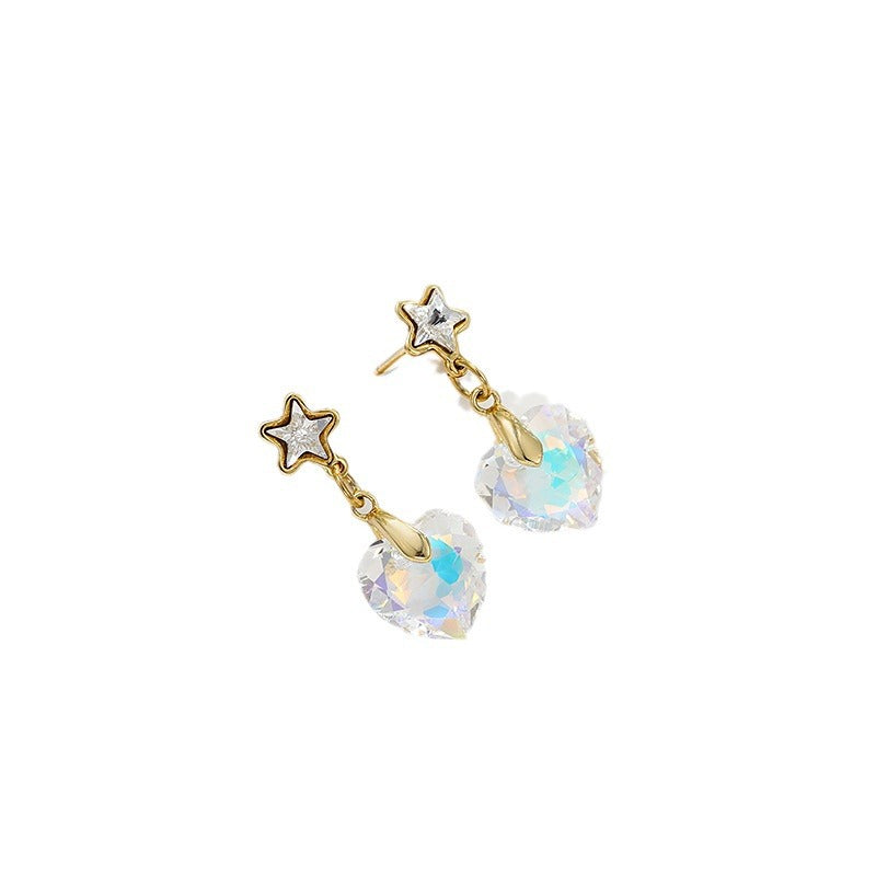 Wholesale Crystal Imitation Series Love Pentagram Cold Wind Exquisite Fashion Sweet and High End Earrings